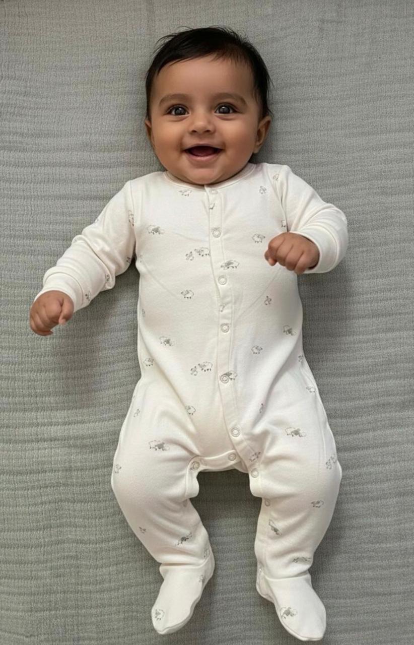 Unisex Little Lamb Footed Sleepsuit