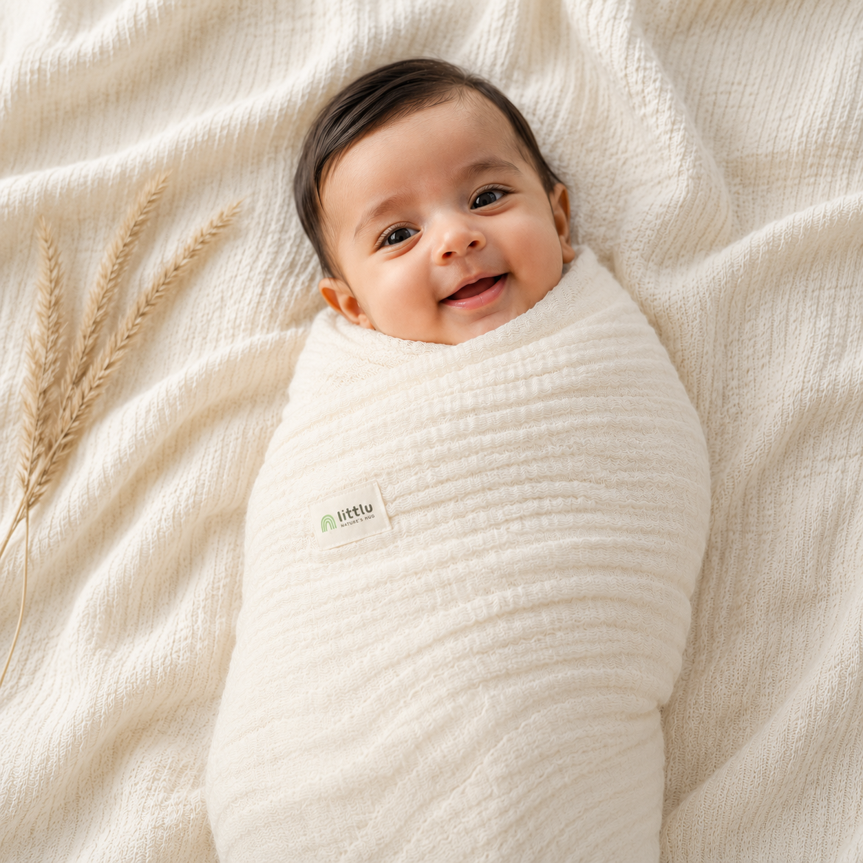 Double layered baby swaddle cum blanket - Zero added colours